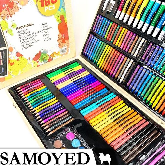 

Peralatan Gambar Warna Lukis / Krayon / Spidol / Pensil Warna / Cat Air Padat / Cake / Blocks / Solid Kotak / Koper Kayu / Inspiration Art Set Samoyed INSS-180