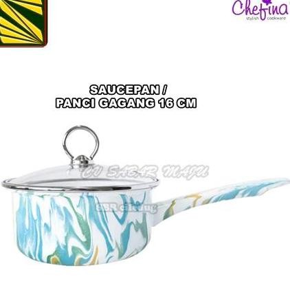 Murah Chefina Panci Enamel Marble - Panci Kuping 18,20&24Cm,Tempura 20Cm, Gagang 16Cm Dan Steamer 22