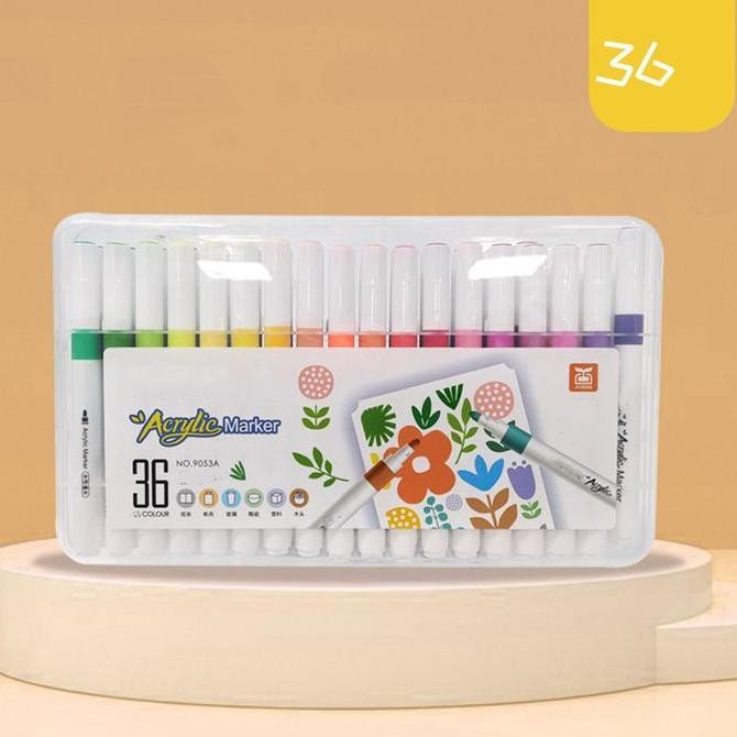 

Acrylic Marker Set 12/36/48 Warnas Marking Pen for Children's Art Students Watercolor Pen Non transparent and Washable