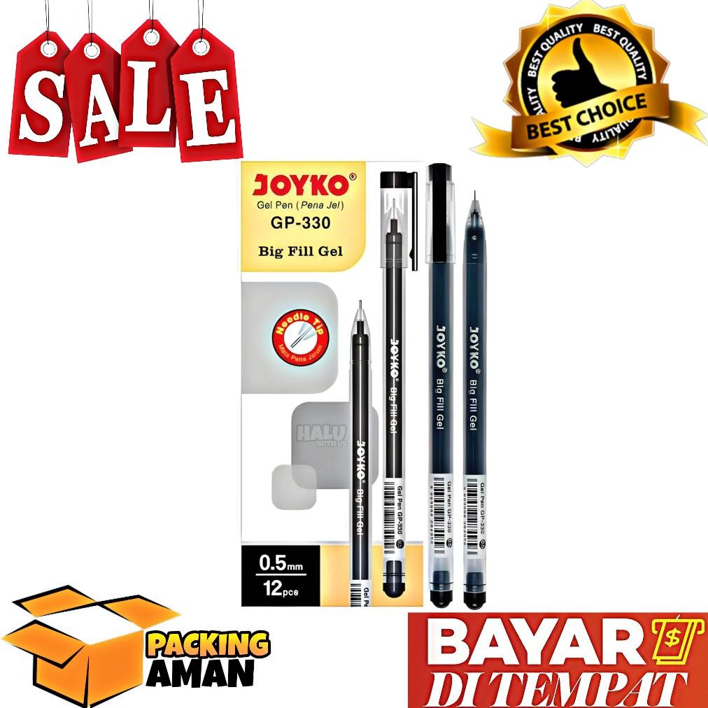 

Murah Meriah (Bisa Cod) Promo 12 Pcs Gel Pen Pulpen Pena Joyko Gp-330 Big Fill Gel 0.5 Mm Hitam Murah Meriah