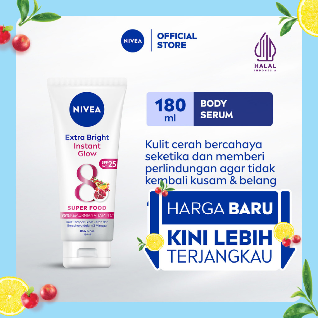 NIVEA Body Serum Extra Bright Instant Glow SPF 25 180ml - Hand body serum lotion moisturizer mencera
