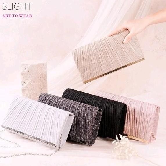 Clutch Minimalis Slight Tas Clutch Pesta Reveka Hitam Pink Silver Gold