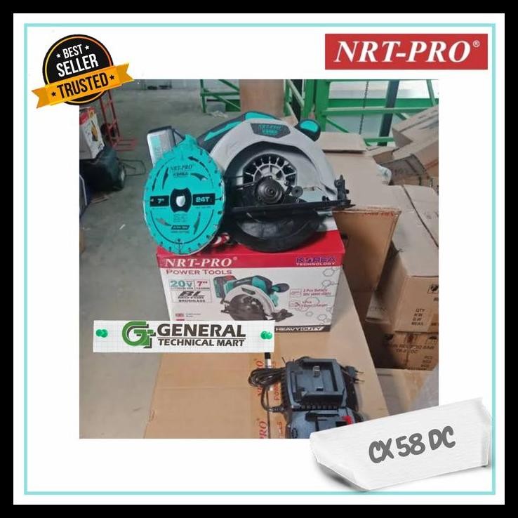 TERMURAH CORDLESS CIRCULAR SAW NRT PRO CX-58 DC CIRCLE SAW BATRE KOREA 