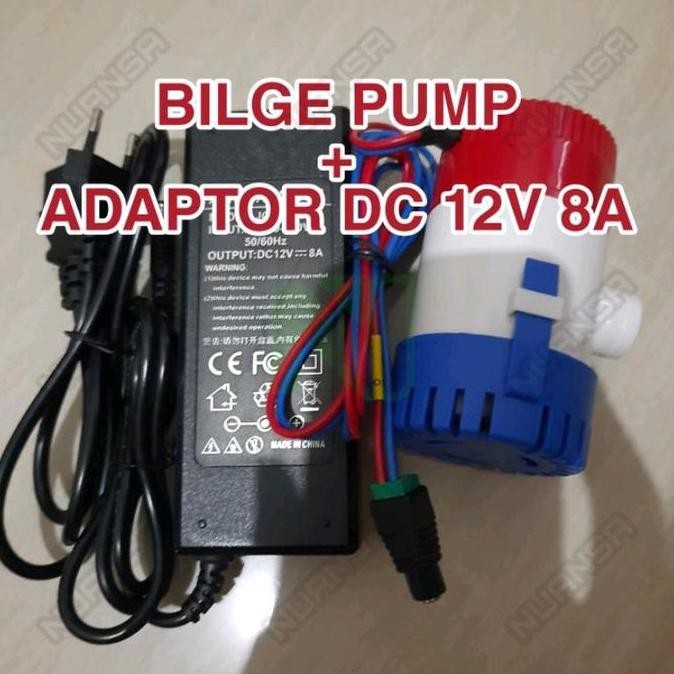 Promo / Terlaris Paket Bilge Pump Pompa Air Celup DC 12V 1100GPH + Adaptor Power Supply 12V Terbaik