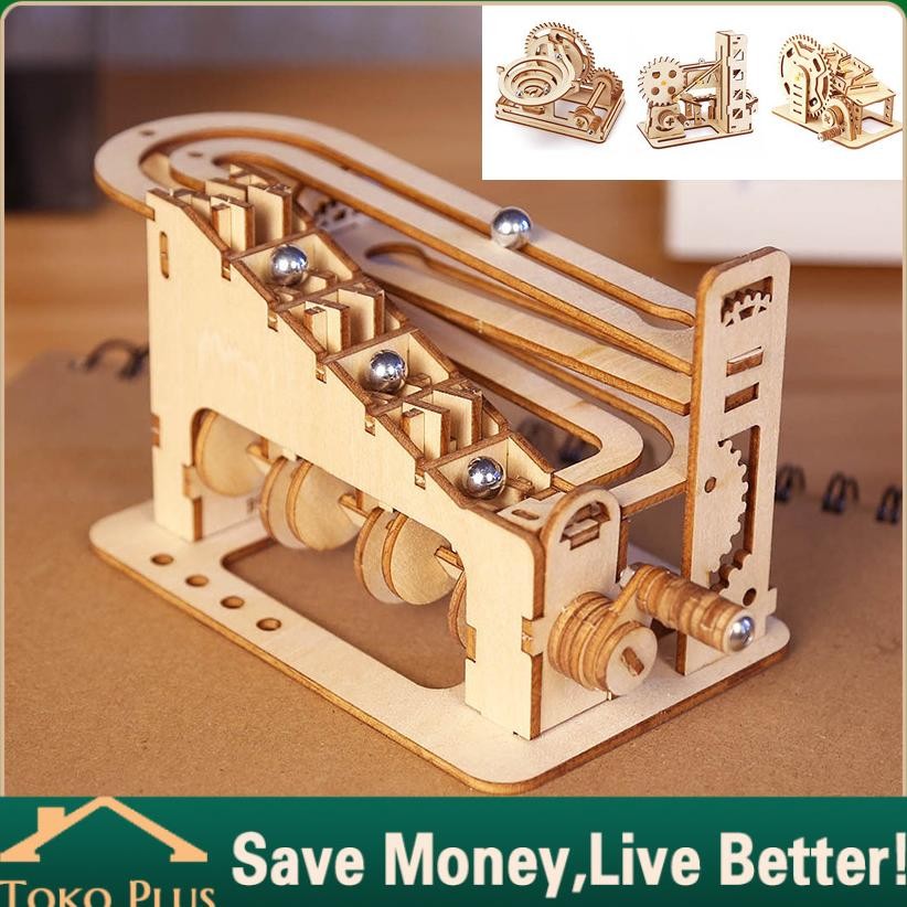 3D Wooden Puzzle Anak DIY Berbagai Bentuk Bahan Kayu / Puzzle Kayu Marble Run Mainan Edukasi Science