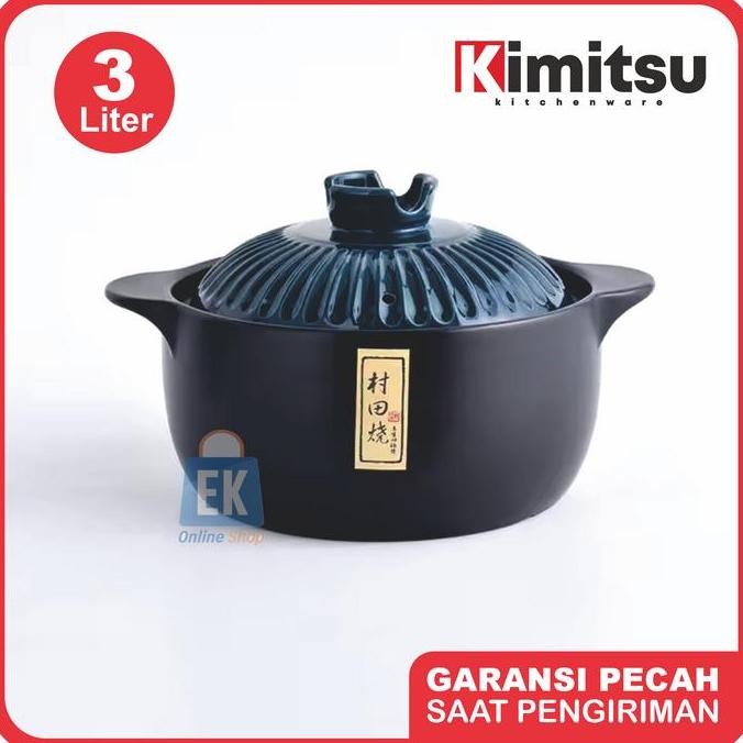 TERBARU - Panci Keramik Tahan Api 3 Liter KIMITSU Q8806-9 | Panci Casseroles | Panci Obat | Panci Sa