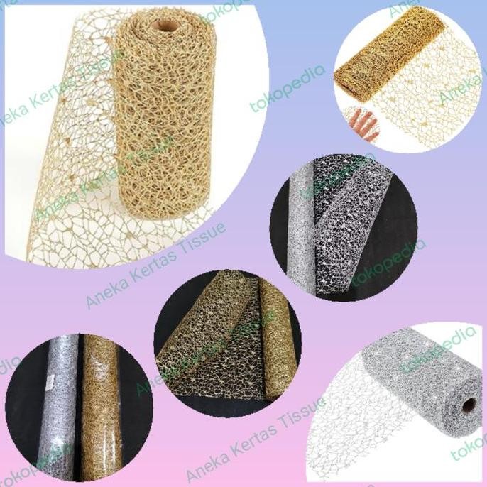 

Flower Wrapping Mesh / Jaring Glitter Gold Dan Silver Kualitas Premium