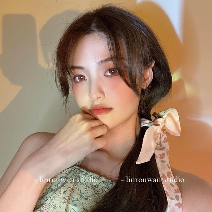 Korean Twilly Motif Bunga Silk Satin Scarf Bag Shawl Ribbon Style Basic Flower Soft Pastel Hair Neck