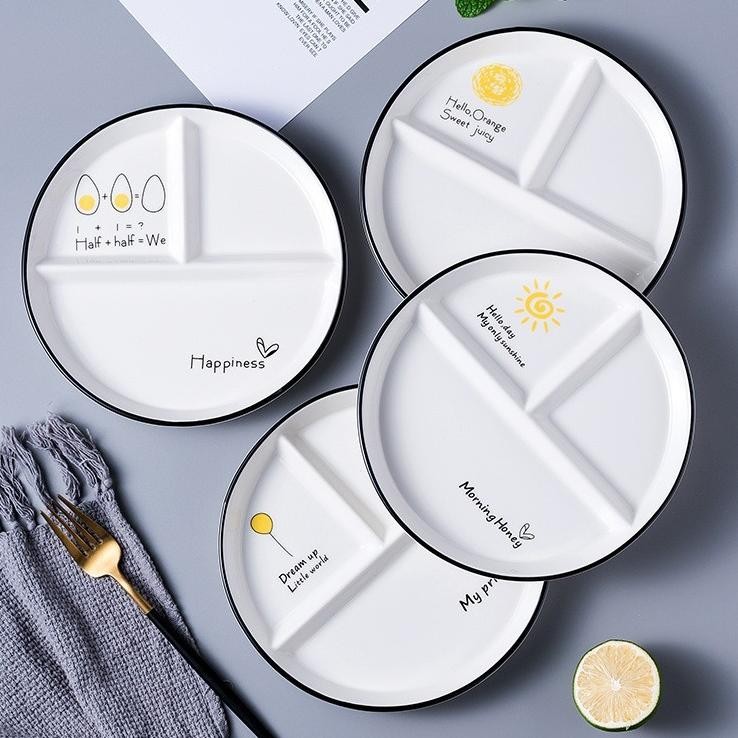Piring Sekat Ta Keramik Estetik Ala Korea Aesthetic Plate For Aesthetic Divided Ceramic Plate Kerami