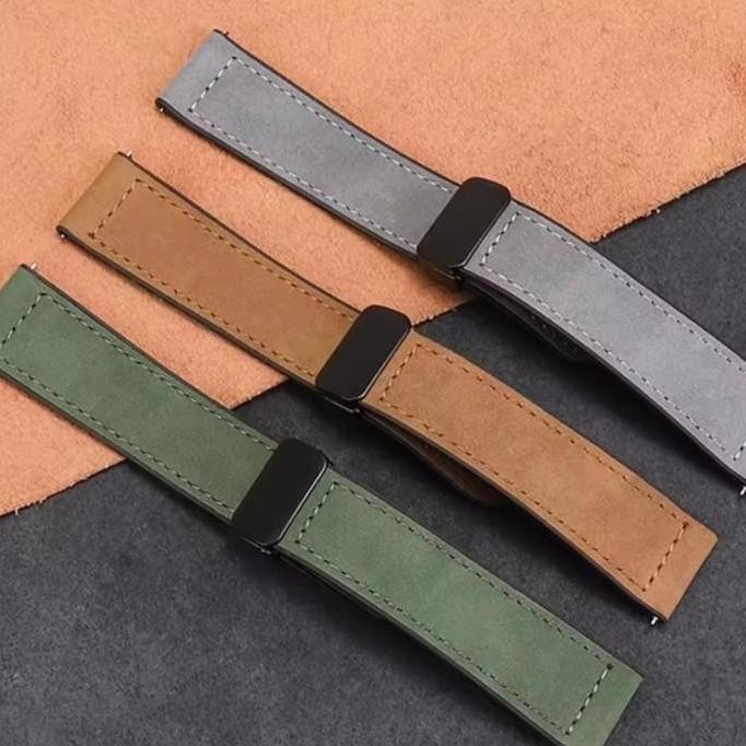 Ori - Strap Leather Magnetic D Buckle 22Mm Mi Watch S1 S2 S3 S4 - Tali Jam Kulit Smartwatch