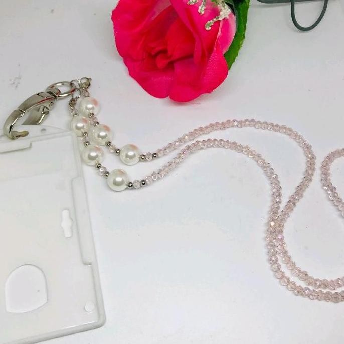 

Ori - Tali Kalung Kartu Id Card Kristal Mutiara - Lanyard Strap Unik Elegan