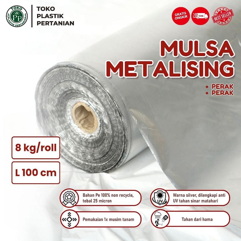 Plastik Mulsa Perak 1 Roll 8 Kg Mulsa Grenjeng Lebar 100 Cm Terbaik