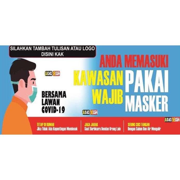 ready SPANDUK / BANNER KAWASAN WAJIB MASKER