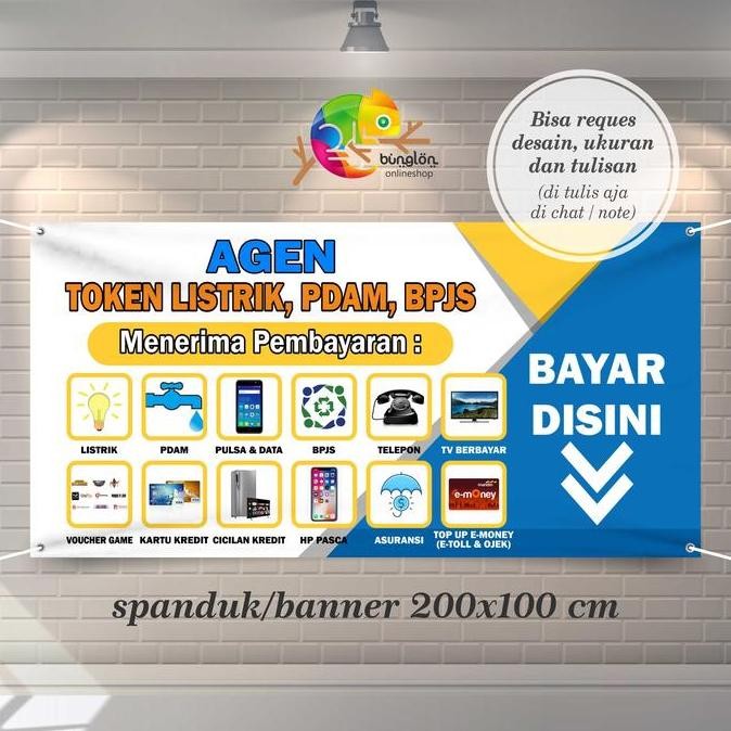 ready Spanduk, Banner Agen Token Listrik, Pulsa, PDAM, BPJS