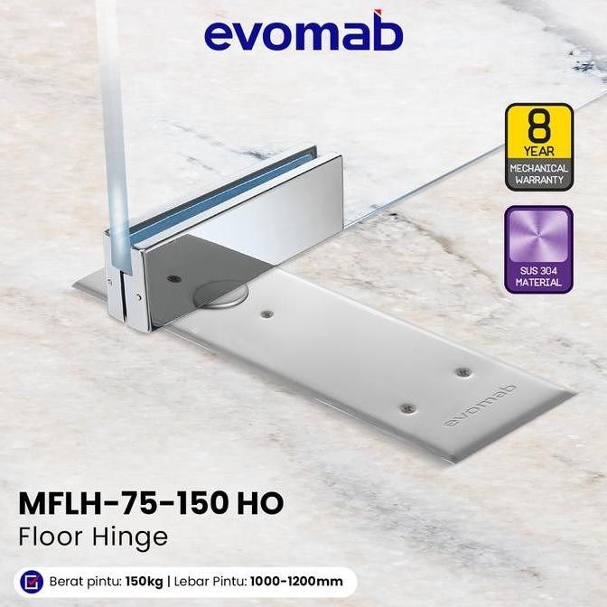 Evomab Floor Hinge Engsel Lantai Tanam Pintu Kaca Hold Open