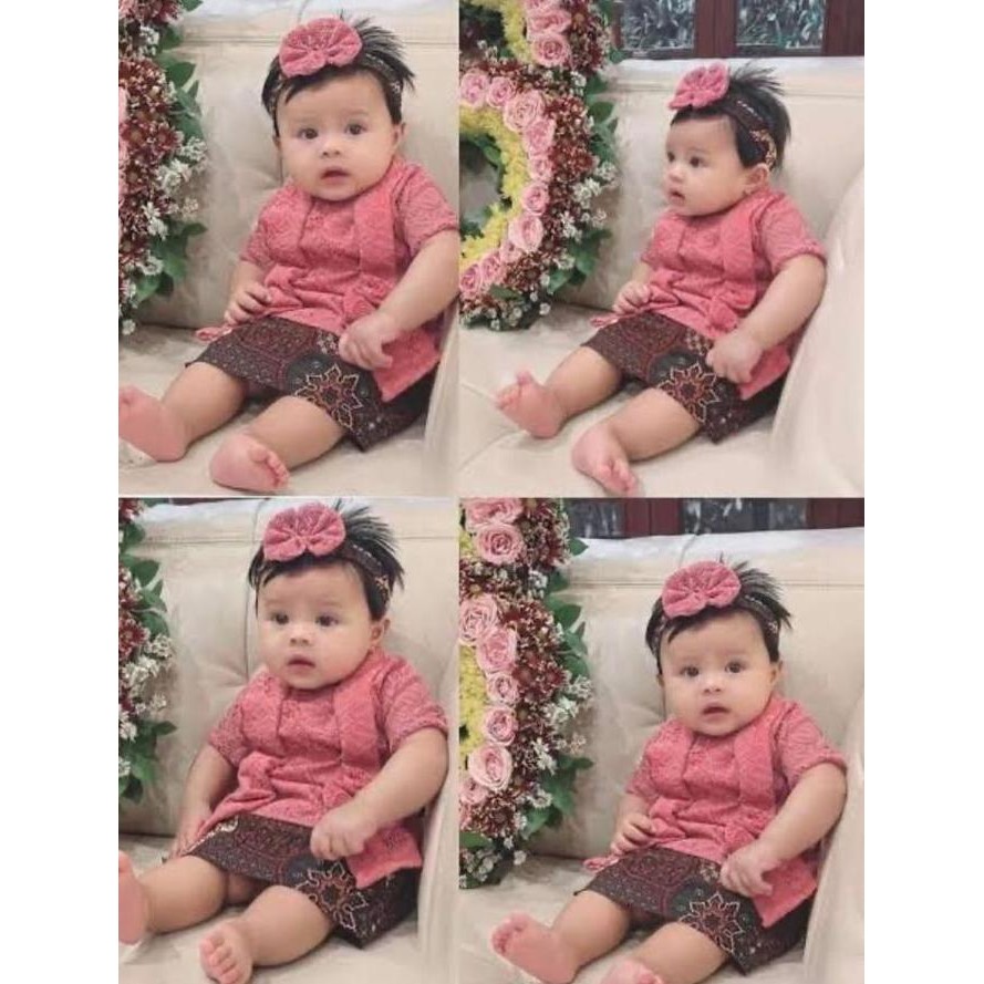 Kebaya Bayi New Born 0 Bulan - 5 Tahun Free Bando Stelan Kebaya Bayi Dan Anak Span Pendek Furing Keb