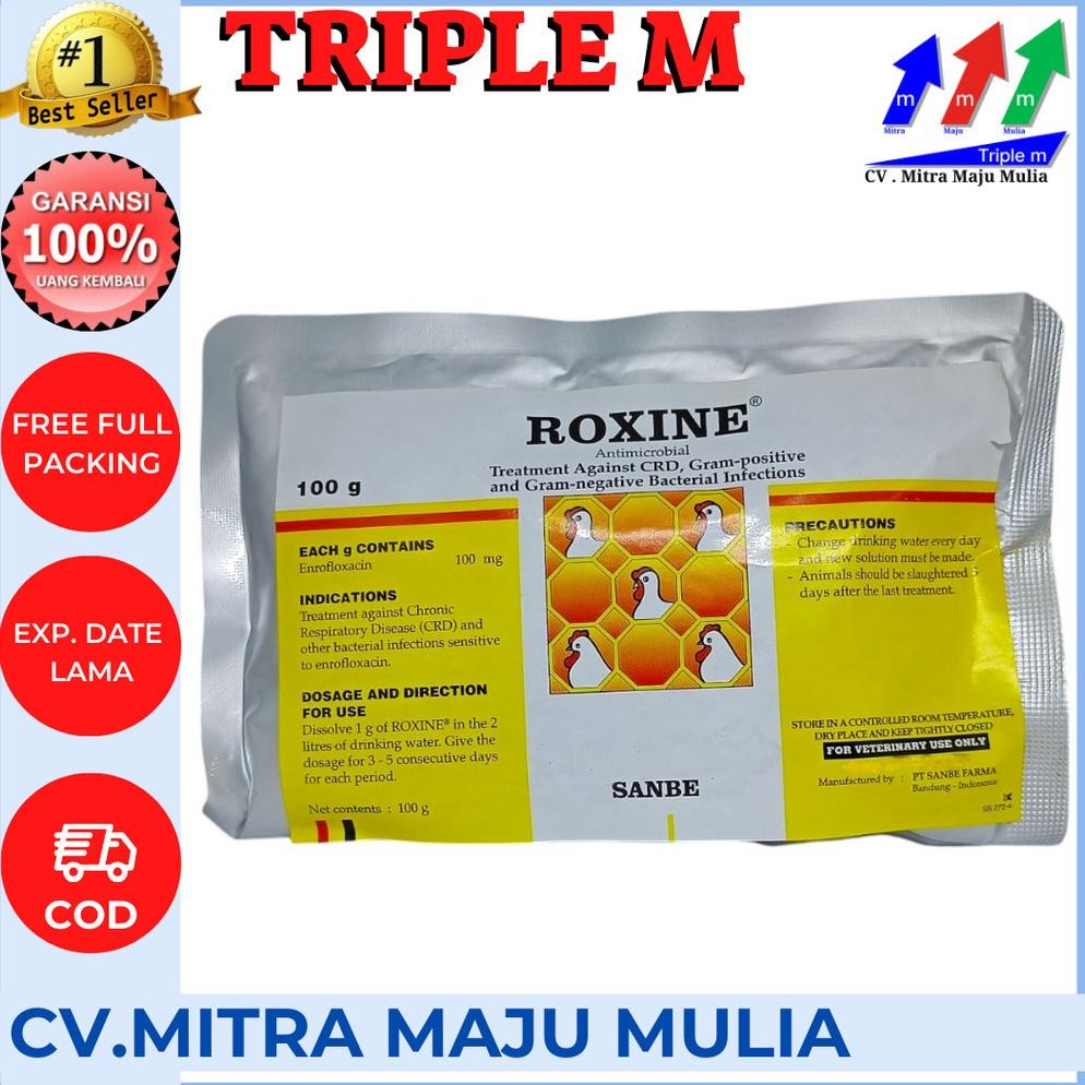 NEWW Roxine 100 gram Serbuk Antibiotik Ayam Broiler Layer CRD Collibasilosis dll PT Sanbe Farma