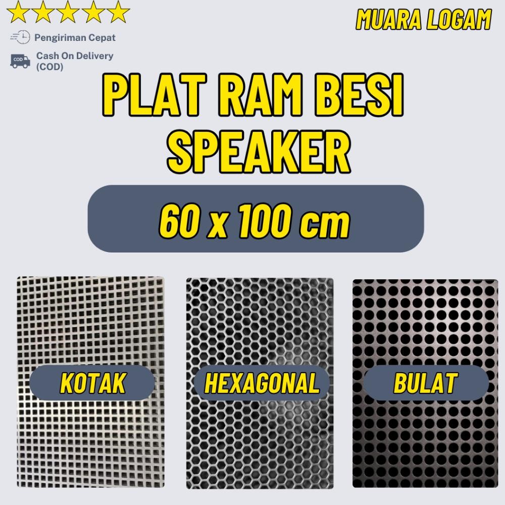 60 x 100 cm | RAM Speaker Model Plat Besi  Lobang Grill Speaker Mesh Cover Grill Pelindung Audio DiM