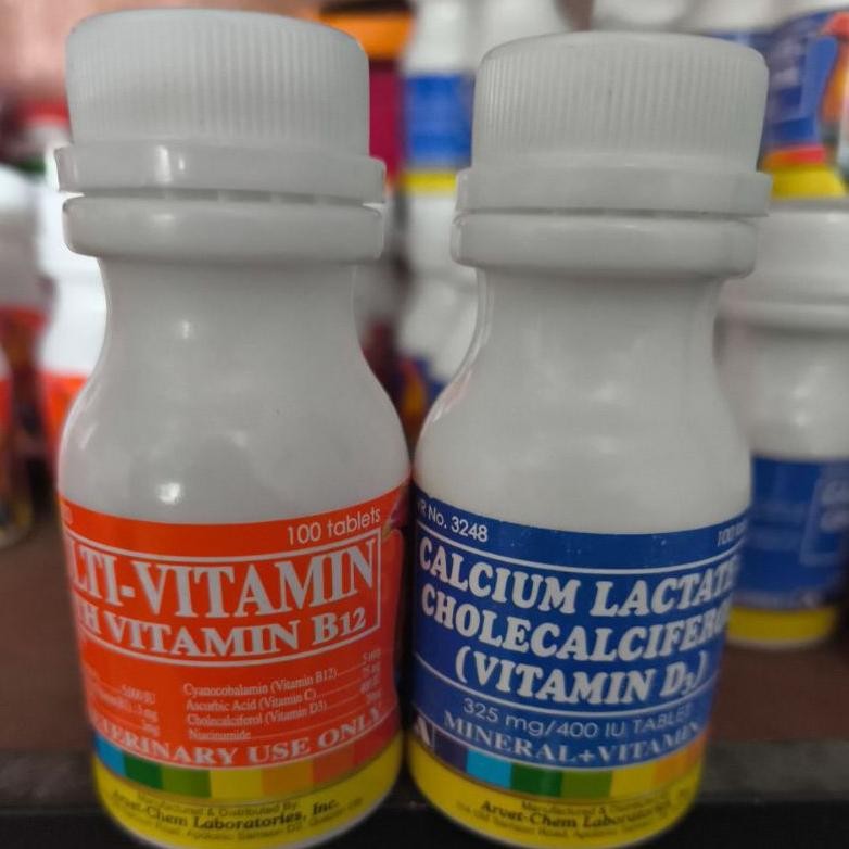 NEWW CALCIUM LACTATE PLUS MULTIVITAMIN Import Original paket rawatan ayam laga Calcium 50-butir Dan 