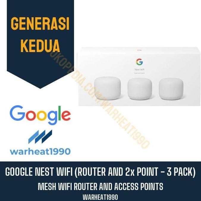 Google Nest Wifi 3 Pack 2Nd Generation Mesh Wifi Router Point Original New Stok