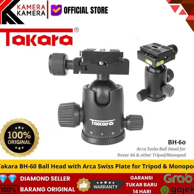 New Ball Head TAKARA BH-60 Arca Swiss | Kepala Tripod Kamera Profesional
