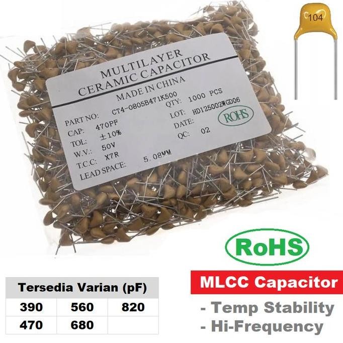 MULTILAYER CAPACITOR MLCC 390PF 470PF 560PF 680PF 820PF KAPASITOR X7R