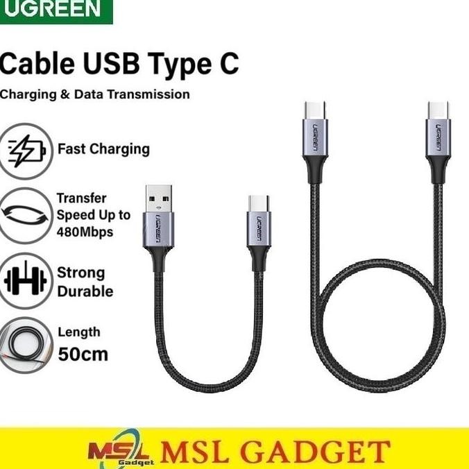 ASLI UGREEN KABEL PENDEK POWERBANK USB TYPE C TO C QC SFC FAST CHARGING 5A