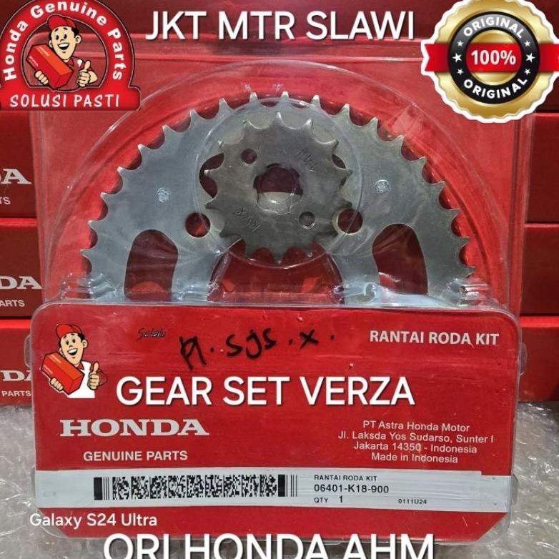 06401 k18 900 gear set gear rantai roda, gear set verza, verza 150 asli honda ahm, ori honda