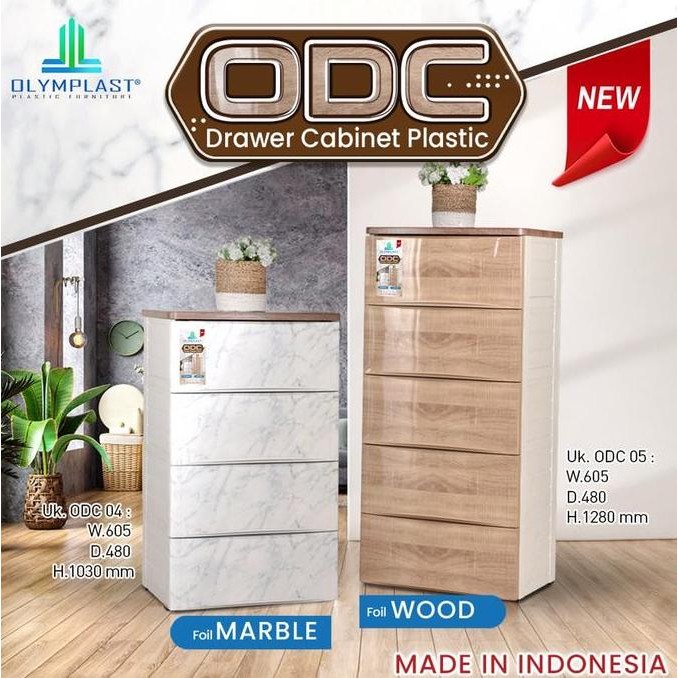 Lemari Plastik Laci Olymplast ODC 04/ODC 05 Minimalis Marble/Wood