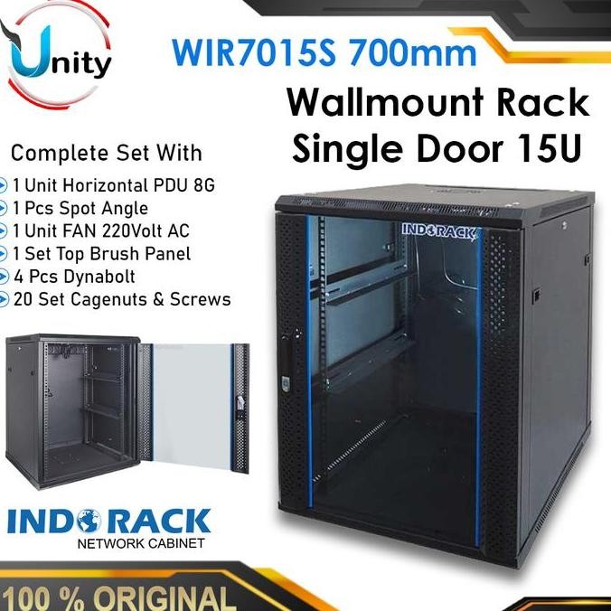 Rack Server Indorack 15U Wir7015S Wallmount Rack Single Door 15U New Stok