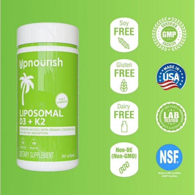 Upnourish Liposomal d3 k2 5000iu | Bestseller| 365 softgels