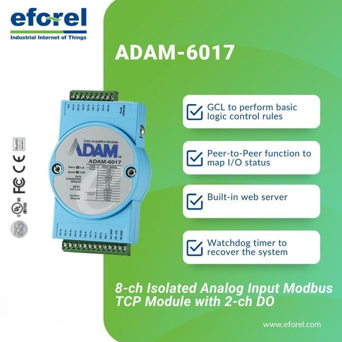 NEW Isolated Analog Input Modbus TCP Module with DO Advantech ADAM-6017