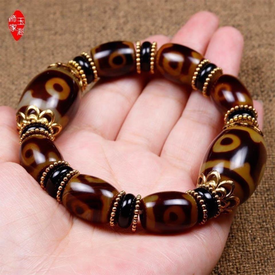 Tibetan Three-Eyed Nine-Eyed Dzi Bead Agate Bracelet