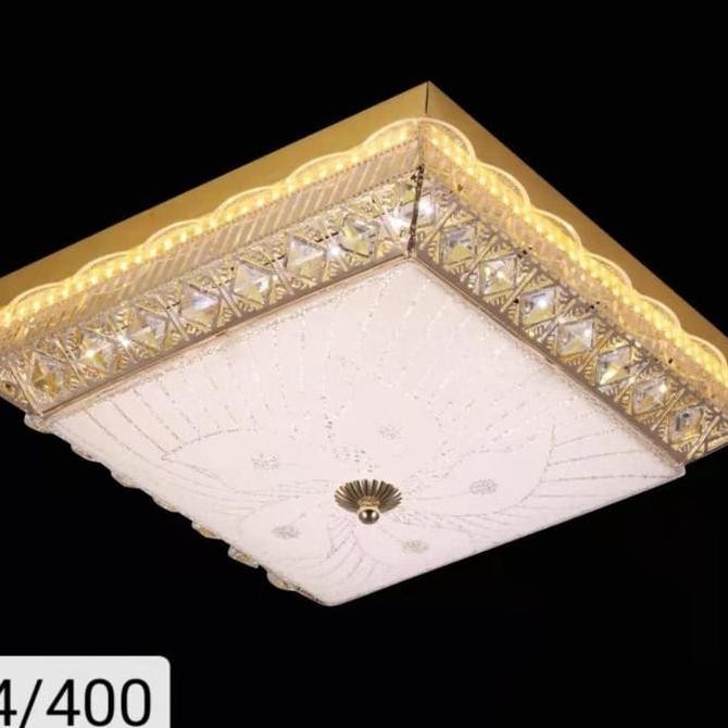 Lampu Hias Tempel Plafon Kristal Kotak 4 Warna 40Cm
