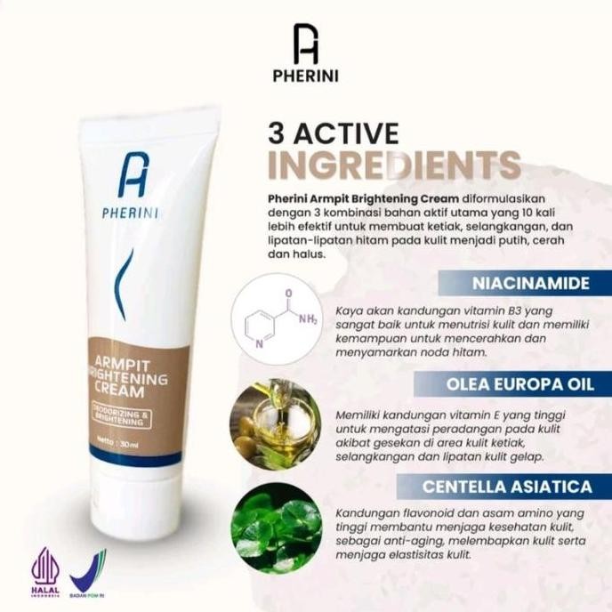 Promo / Terlaris PHERINI Underarm Armpit Brightening Cream Pemutih Ketiak & Selangkangan 30ml - Orig
