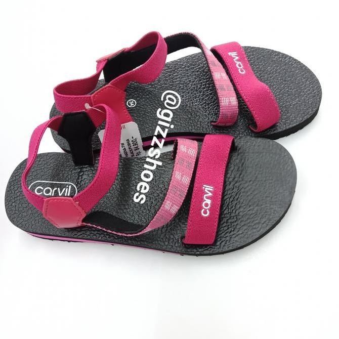 Sepatu Sandal Gunung Tali Anak Perempuan Cewek Carvil Haena Hitam Pink