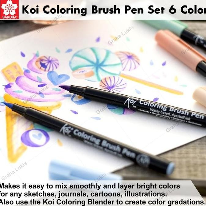 

Promo Sakura Koi Coloring Brush Pen Set 6 Warna - Pastel Gray Nature Kuas Lukis Kaligrafi Watercolor