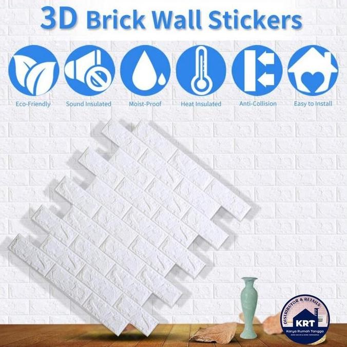 Paket 10 Lembar Wallpaper Dinding Foam 3D Bata Alam Stiker Dinding Kamar Tidur Peredam Suara Wallfoa
