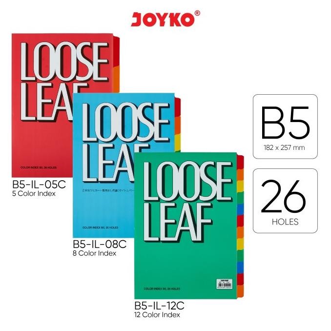 

Qw-45 Color Index Loose Leaf Pembatas Kertas Binder Joyko B5 Qw-45