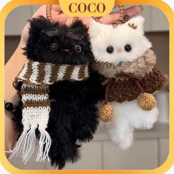 Kreatif Lucu Kawat Bulu Anak Kucing Kecil Gantungan Kunci Buatan Tangan DIY Bahan Tas Liontin Dekora