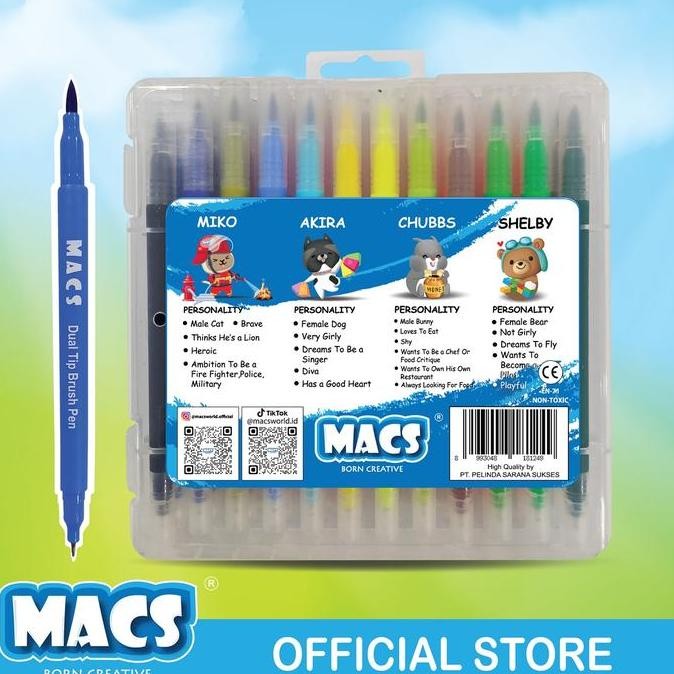 

Promo Macs Brush Pen Marker Dual Tip 24 Warna Spidol Gambar Watercolor Art