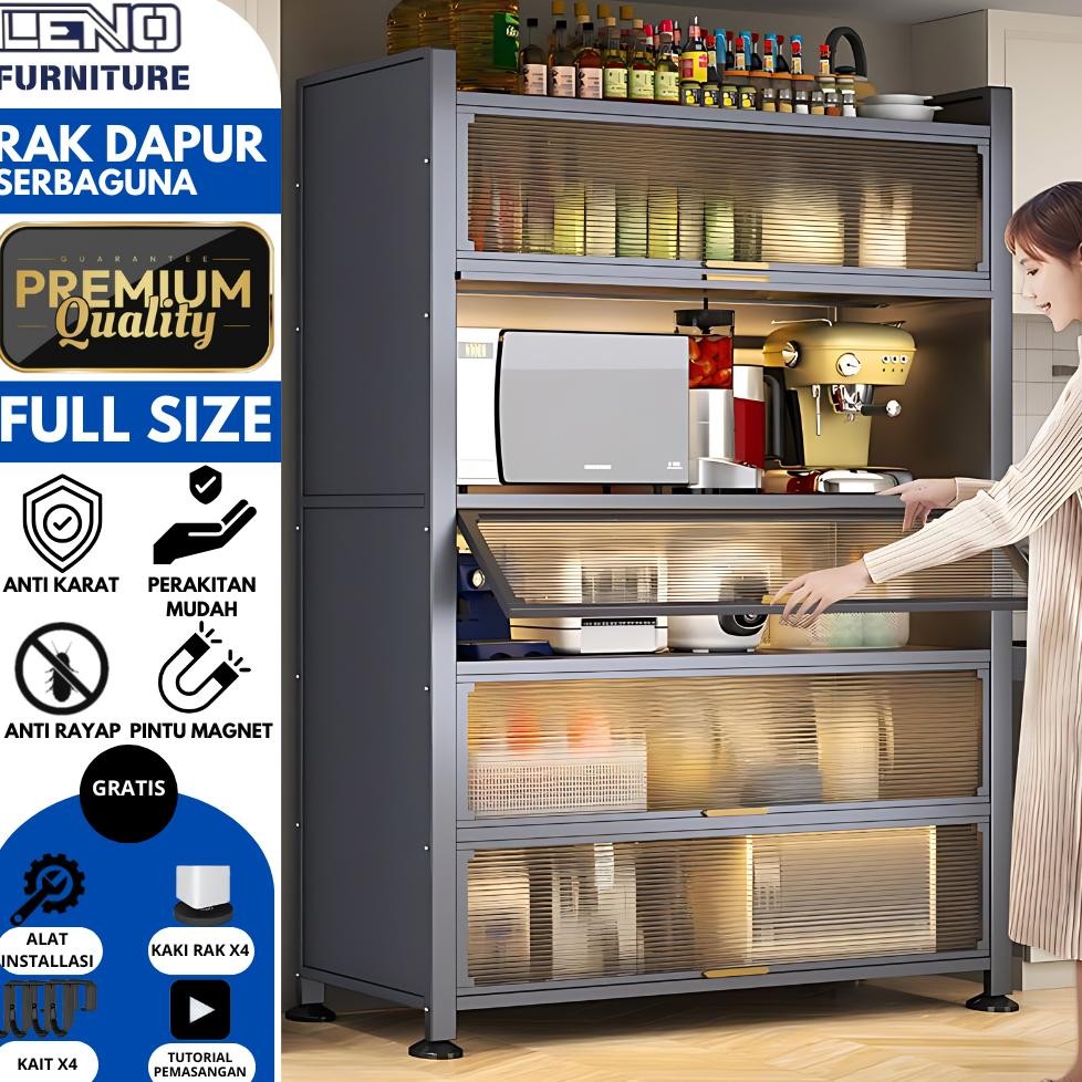 Lemari Dapur Lemari Piring Aluminium Rak Dapur Besi Serbaguna Lemari Dapur Minimalis Full Plat Besi