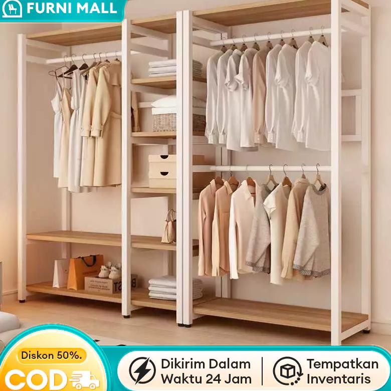 Rak Baju Gantung Stand Hanger Rak Baju Rak Pakaian Rak Gantung Baju Kayu Lemari Pakaian Tanpa Kain