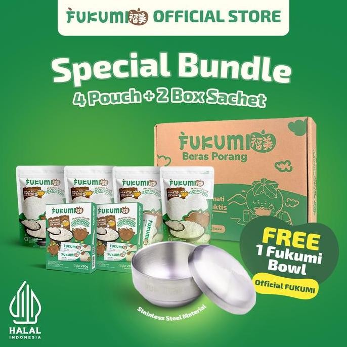 

FUKUMI Loyalty Bundle - 4 Pouch & 2 Box Sachet Beras Porang Free Fukumi Bowl MS