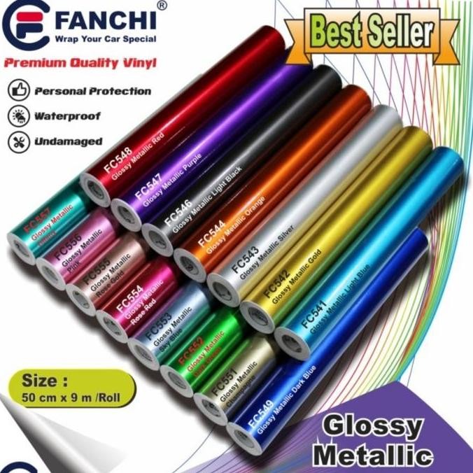 

Promo [ROLL] Sticker Fanchi Glossy Candy Metallic metalik SERIES 50CM ROLL COD