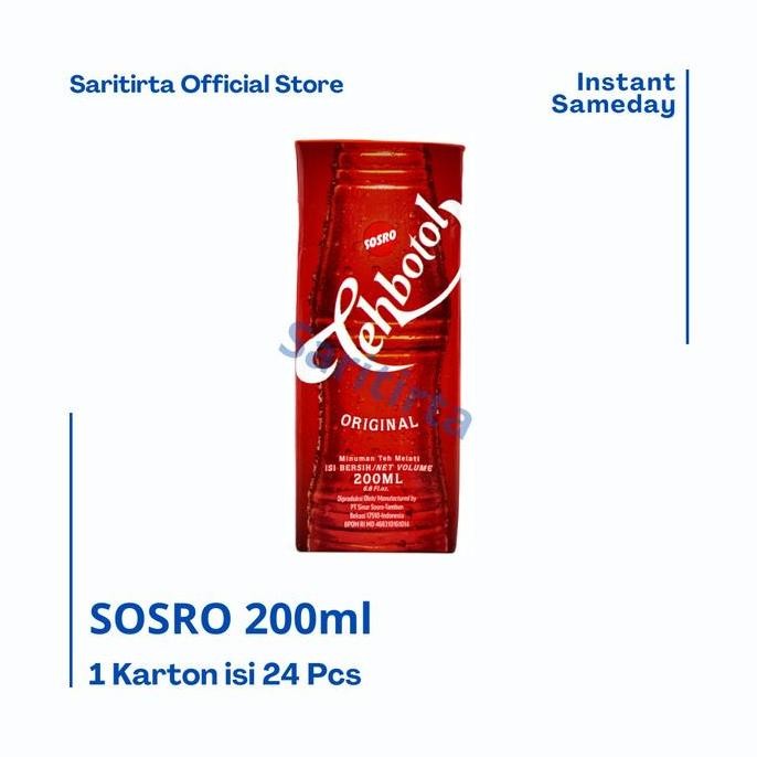

Terlaris, Minuman Teh Botol Sosoro Kotak 200Ml 1 Dus Sosro Original