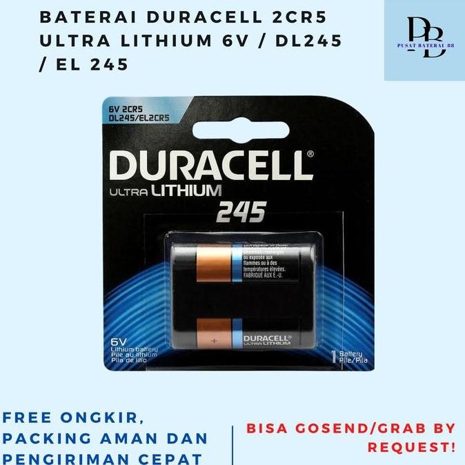 Baterai Batere Duracell 2CR5 Ultra Lithium 6V / DL245 / EL 245 murah