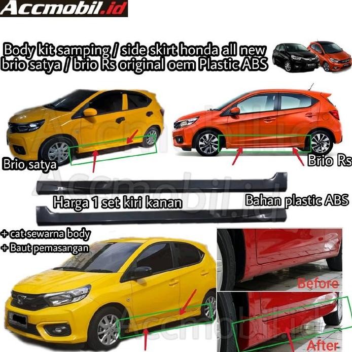 ready bodykit samping body kit side skirt honda all new brio satya / rs plastic model original oem