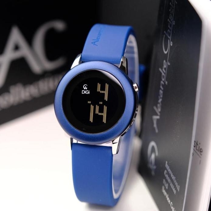 new  JAM TANGAN WANITA ALEXANDRE CHRISTIE AC 9393 AC9393 DIGITAL BROWN RUBBER ORIGINAL