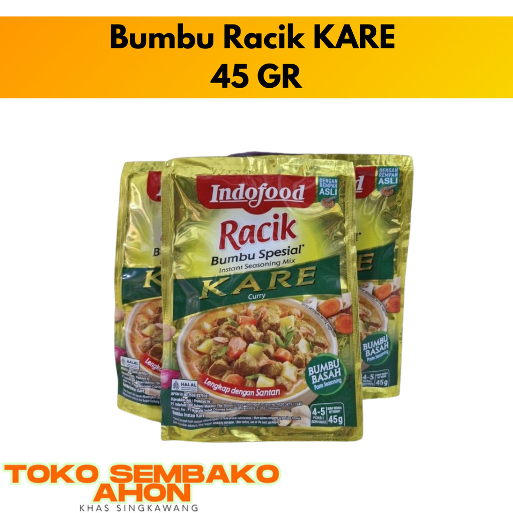 

Bumbu Racik KARE 45 gr | Indofood Racik / Bumbu Kare Instan / Kari Ayam Indofood / Bumbu Kari Kuning Indofood Racik